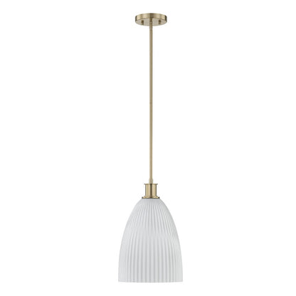 Savoy House Essentials Baldwin 1Lt Pendant, Brass/White