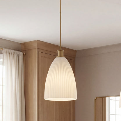 Savoy House Essentials Baldwin 1Lt Pendant, Brass/White