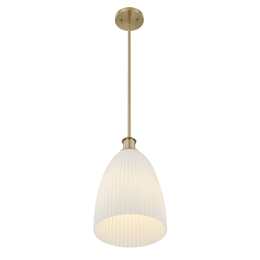 Savoy House Essentials Baldwin 1Lt Pendant, Brass/White