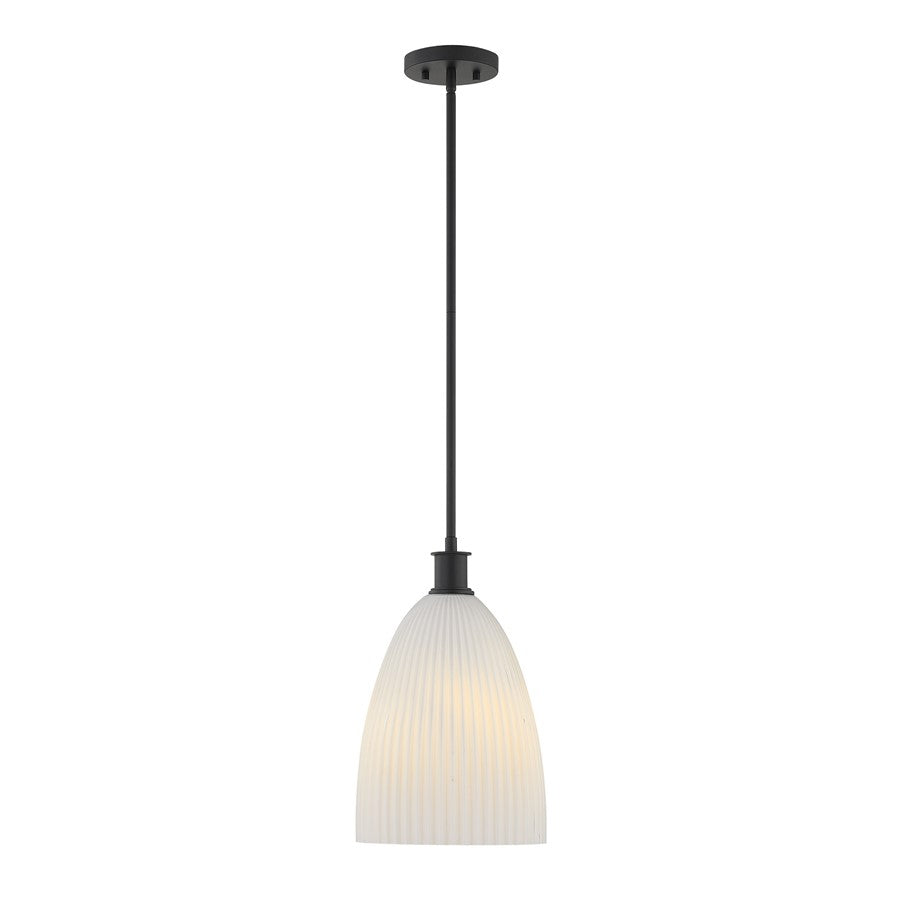 Savoy House Essentials Baldwin 1Lt Pendant, Black/White Opal - 7-1244-1-89