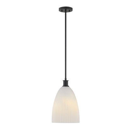 Savoy House Essentials Baldwin 1Lt Pendant, Black/White Opal