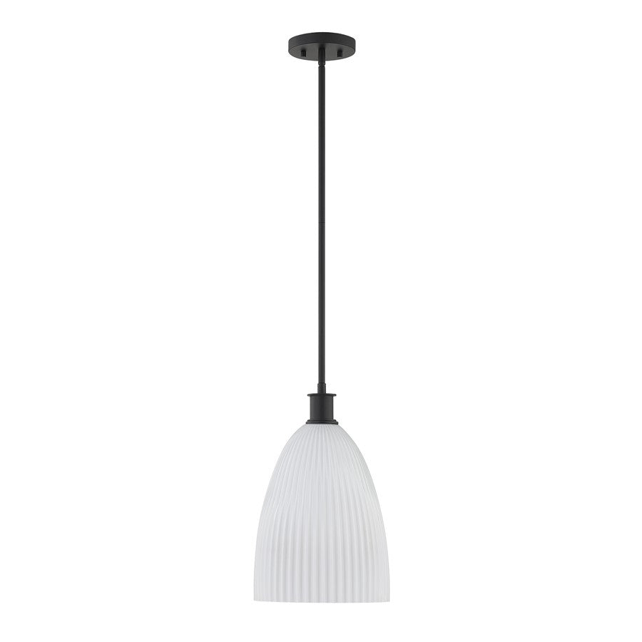 Savoy House Essentials Baldwin 1Lt Pendant, Black/White Opal