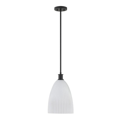 Savoy House Essentials Baldwin 1Lt Pendant, Black/White Opal