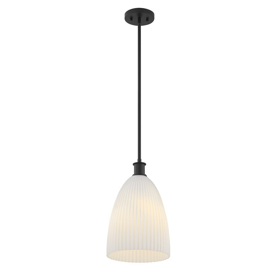 Savoy House Essentials Baldwin 1Lt Pendant, Black/White Opal