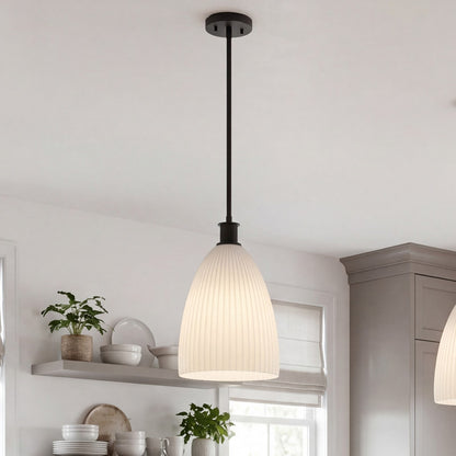 Savoy House Essentials Baldwin 1Lt Pendant, Black/White Opal
