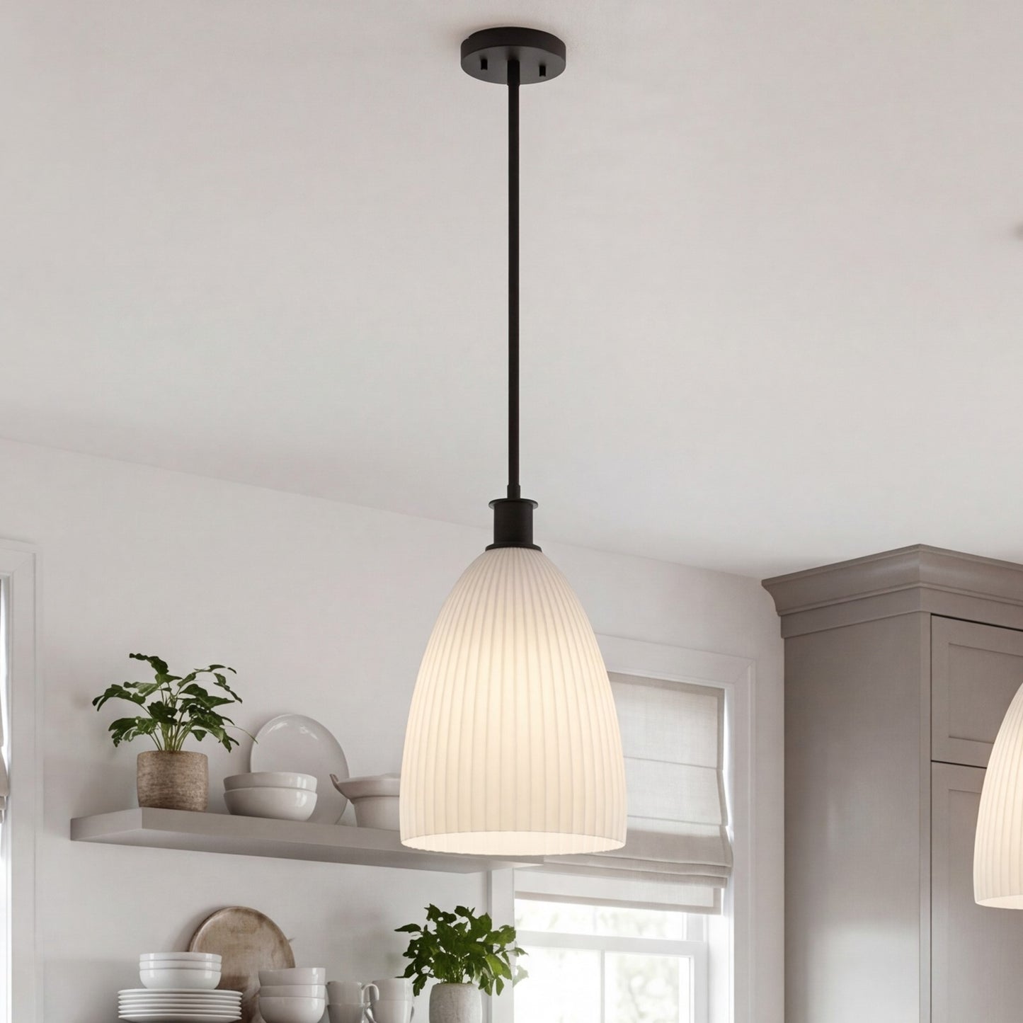 Savoy House Essentials Baldwin 1Lt Pendant, Black/White Opal