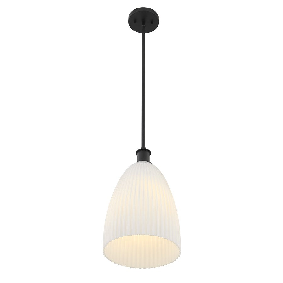Savoy House Essentials Baldwin 1Lt Pendant, Black/White Opal