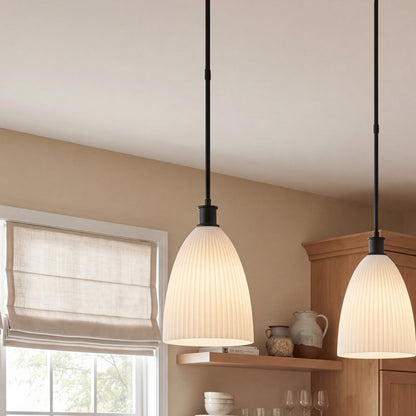 Savoy House Essentials Baldwin 1Lt Pendant, Black/White Opal