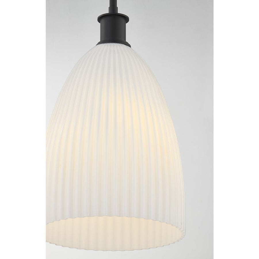Savoy House Essentials Baldwin 1Lt Pendant, Black/White Opal
