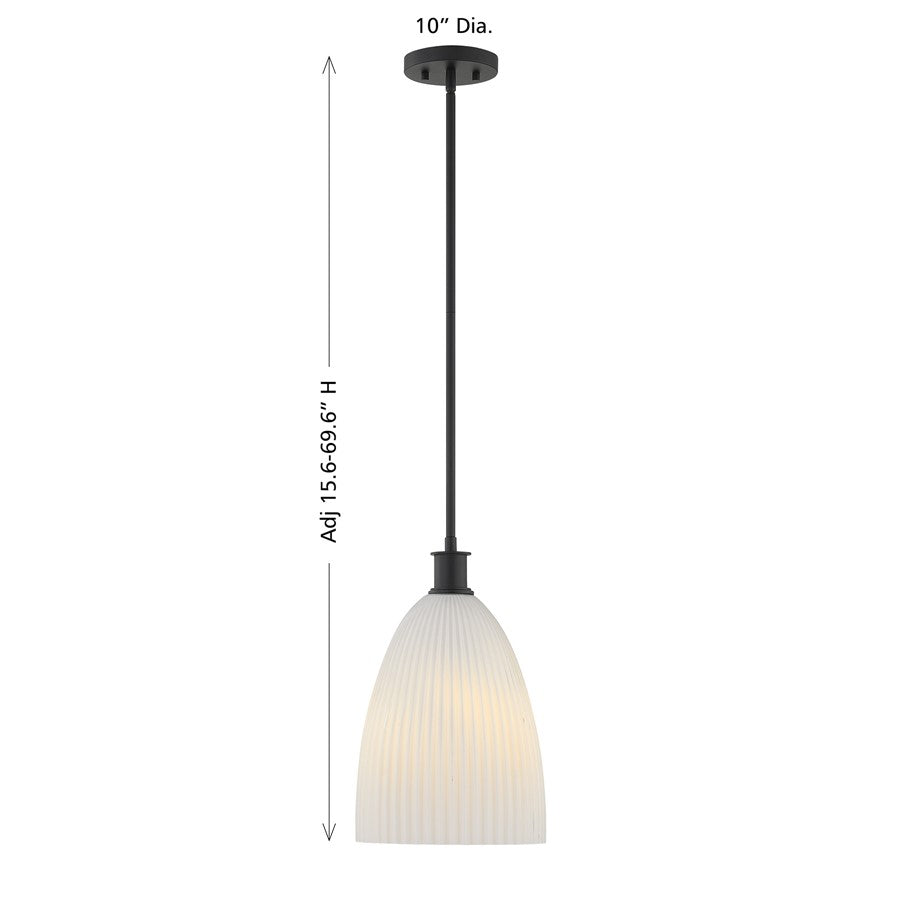 Savoy House Essentials Baldwin 1Lt Pendant, Black/White Opal