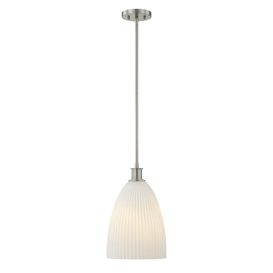 Savoy House Essentials Baldwin 1Lt Pendant, Nickel/White