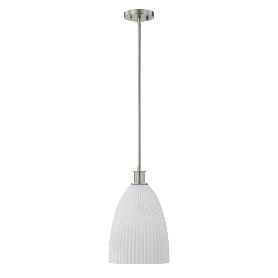 Savoy House Essentials Baldwin 1Lt Pendant, Nickel/White