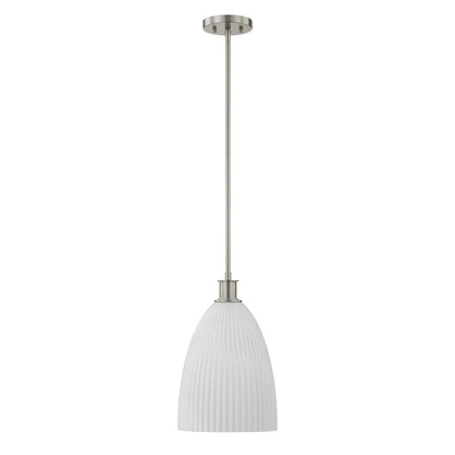 Savoy House Essentials Baldwin 1Lt Pendant, Nickel/White