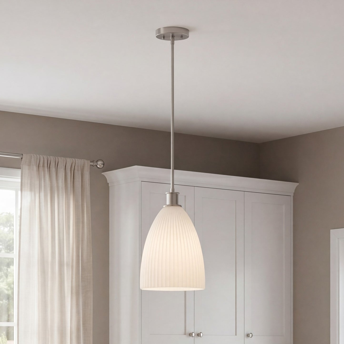 Savoy House Essentials Baldwin 1Lt Pendant, Nickel/White