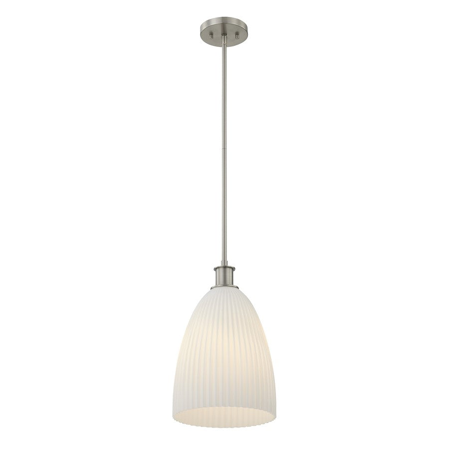 Savoy House Essentials Baldwin 1Lt Pendant, Nickel/White