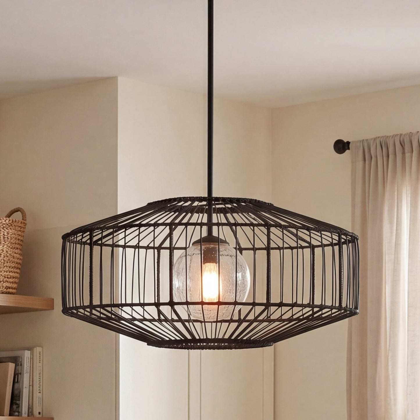 1 Light Pendant, Matte Black