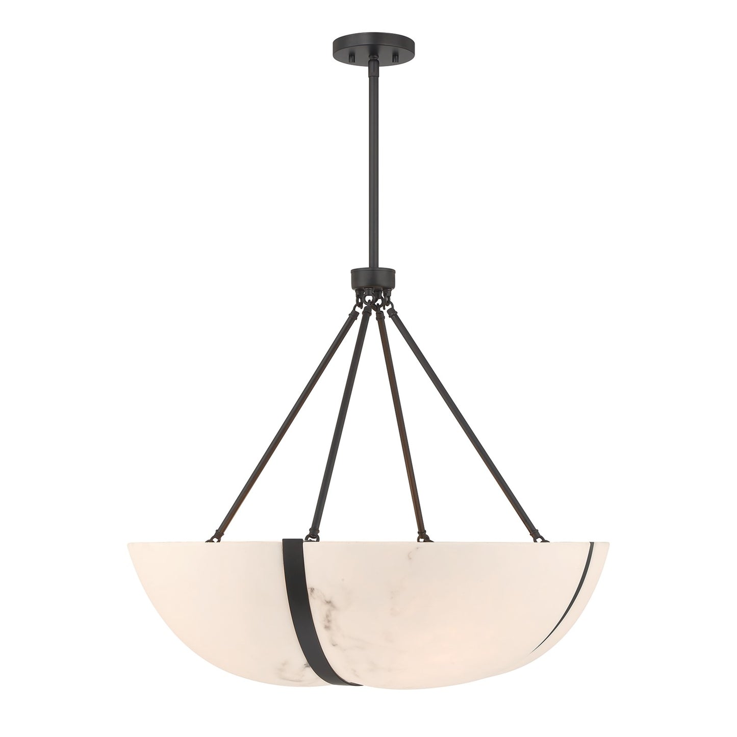 Savoy House Chalfont 30in 4-Light Pendant | Classic & Traditional Matte Black and Faux Alabaster | Dining Room & Kitchen Island | 30 in | Model 7-1451-4-89