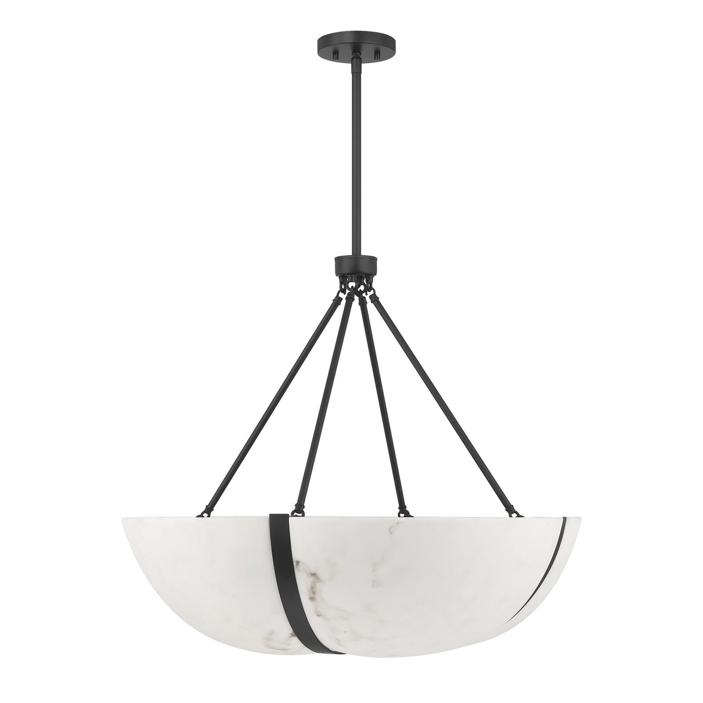 Savoy House Chalfont 30in 4-Light Pendant | Classic & Traditional Matte Black and Faux Alabaster | Dining Room & Kitchen Island | 30 in | Model 7-1451-4-89
