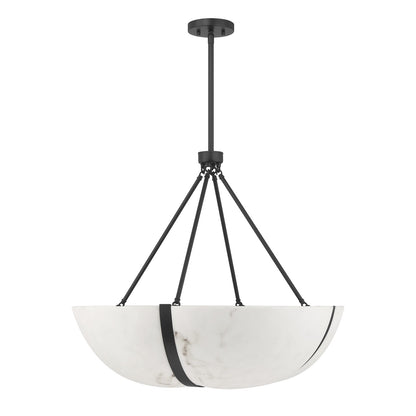 Savoy House Chalfont 30in 4-Light Pendant | Classic & Traditional Matte Black and Faux Alabaster | Dining Room & Kitchen Island | 30 in | Model 7-1451-4-89