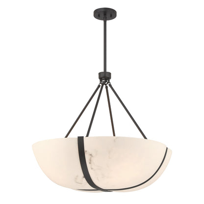 Savoy House Chalfont 30in 4-Light Pendant | Classic & Traditional Matte Black and Faux Alabaster | Dining Room & Kitchen Island | 30 in | Model 7-1451-4-89