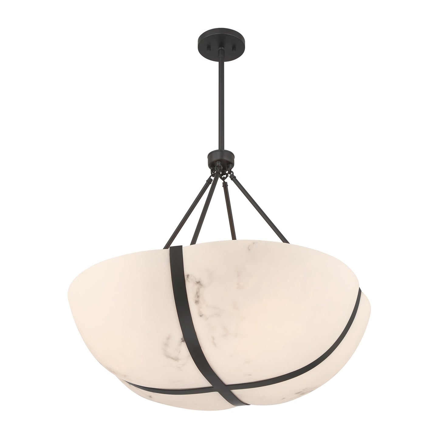 Savoy House Chalfont 30in 4-Light Pendant | Classic & Traditional Matte Black and Faux Alabaster | Dining Room & Kitchen Island | 30 in | Model 7-1451-4-89
