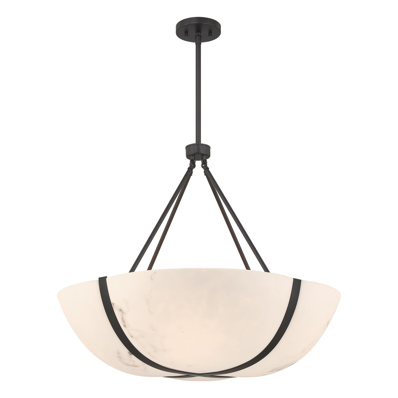 Savoy House Chalfont 30in 4-Light Pendant | Classic & Traditional Matte Black and Faux Alabaster | Dining Room & Kitchen Island | 30 in | Model 7-1451-4-89