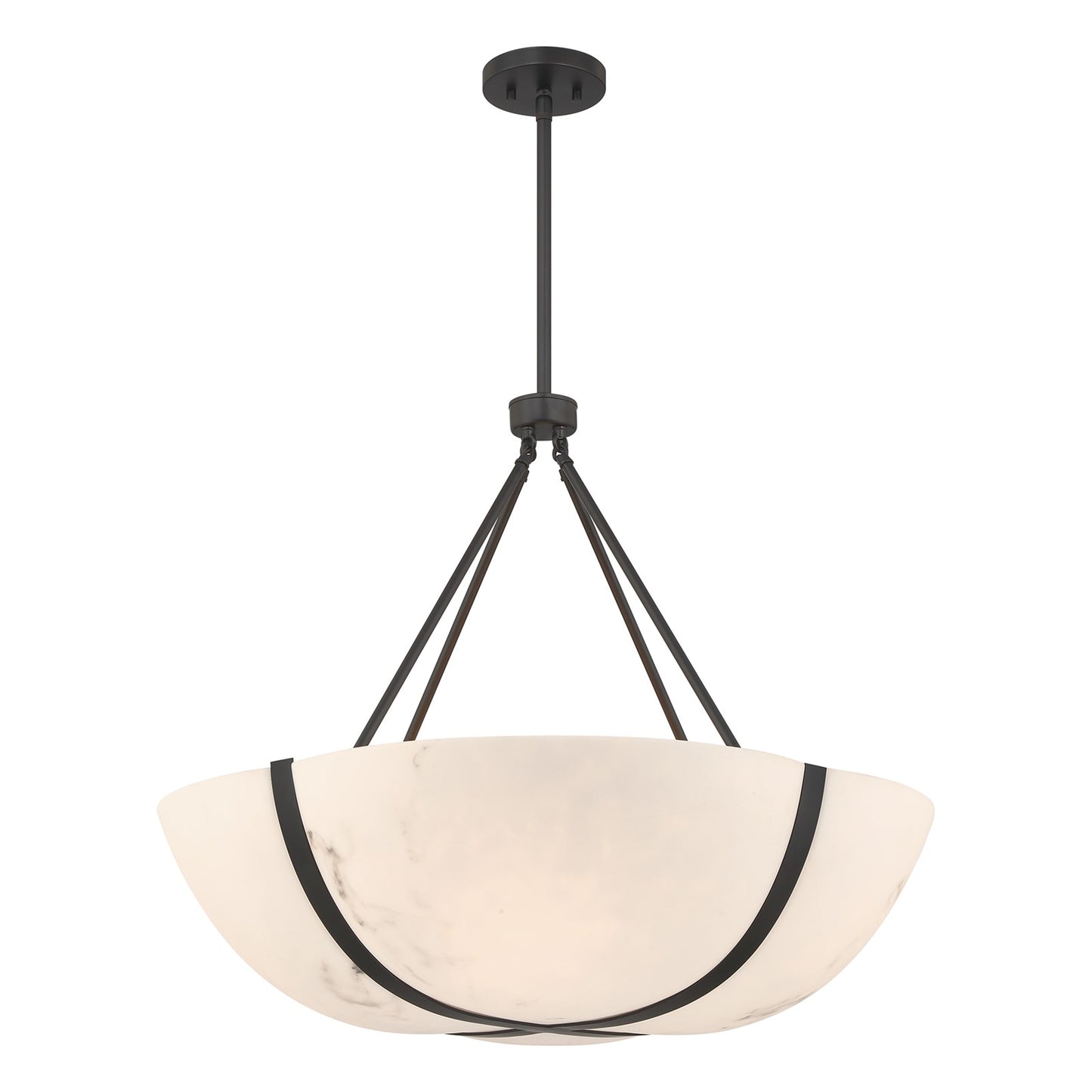 Savoy House Chalfont 30in 4-Light Pendant | Classic & Traditional Matte Black and Faux Alabaster | Dining Room & Kitchen Island | 30 in | Model 7-1451-4-89