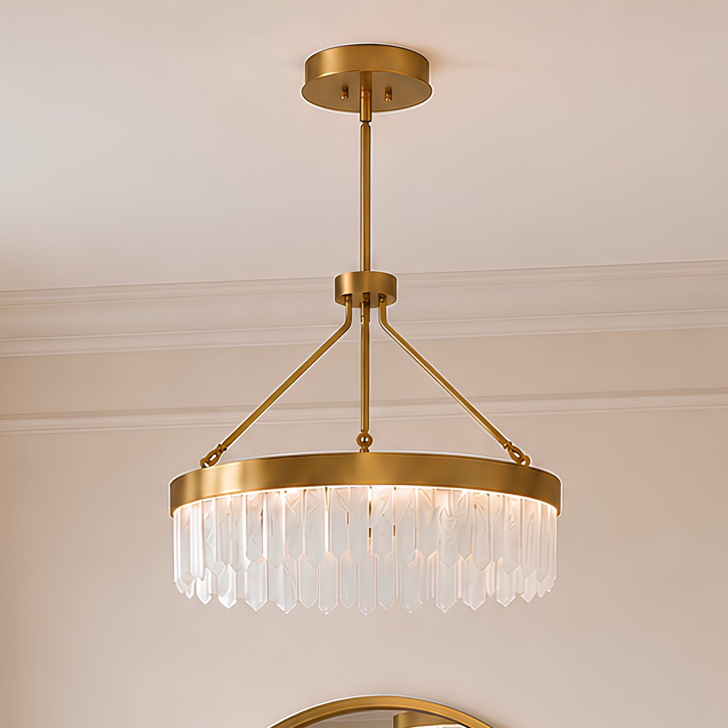1 Light Pendant, Brass/Natural