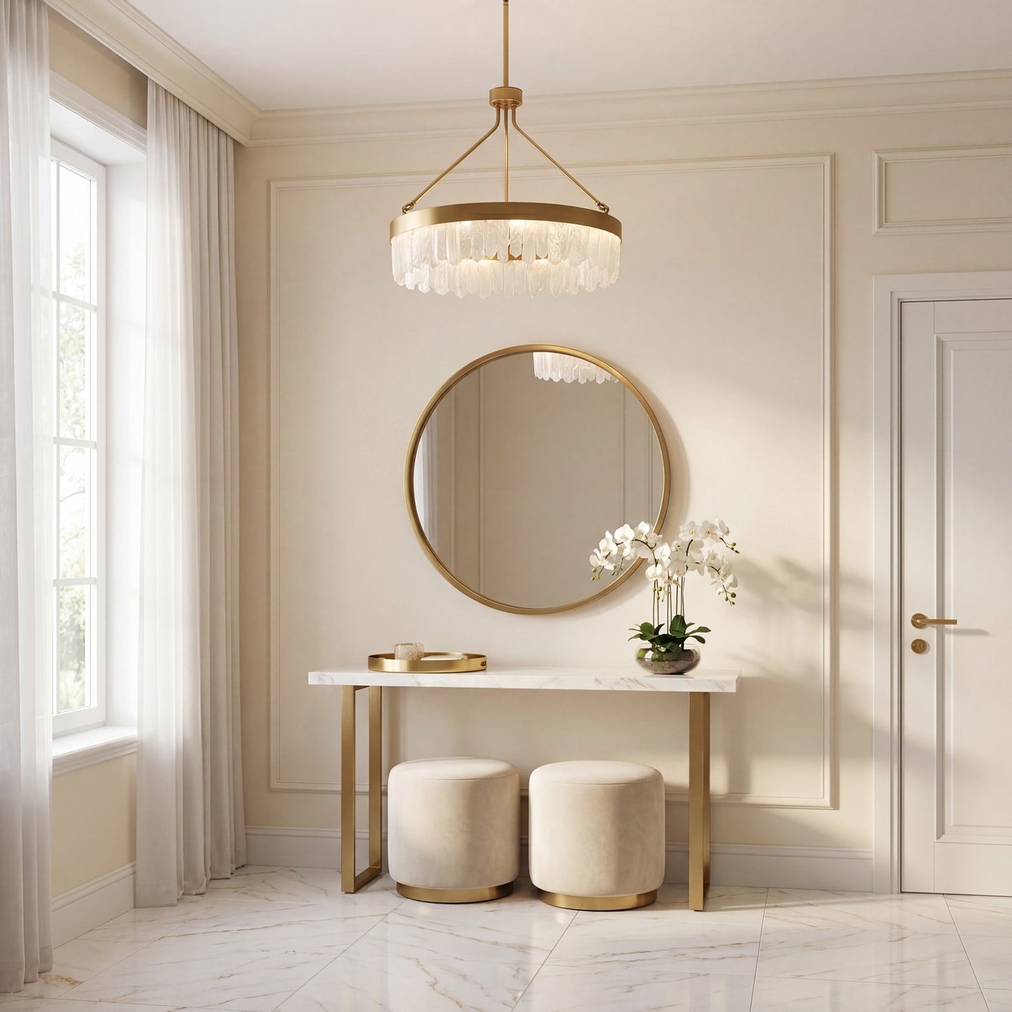 1 Light Pendant, Brass/Natural