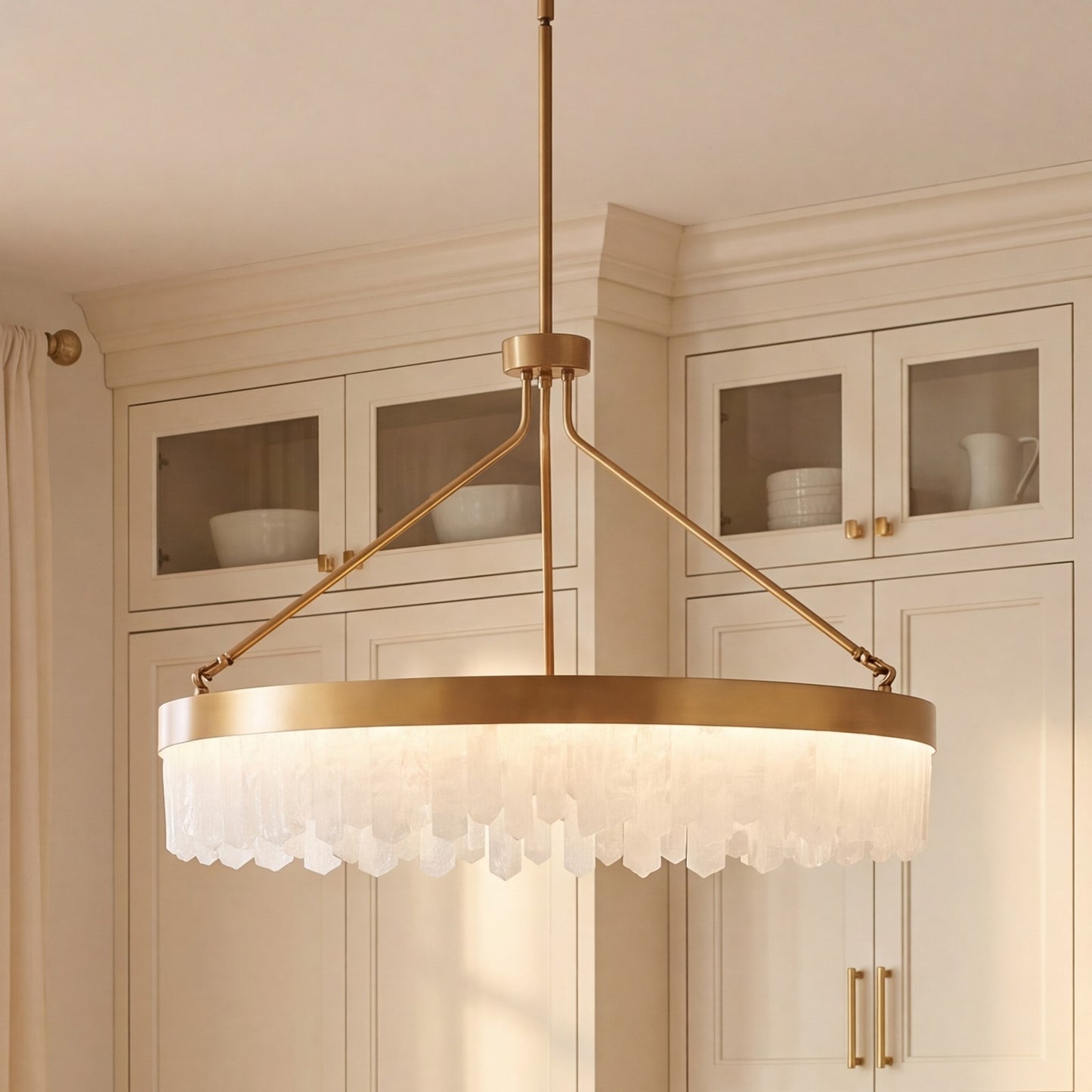 1 Light Pendant, Brass/Natural