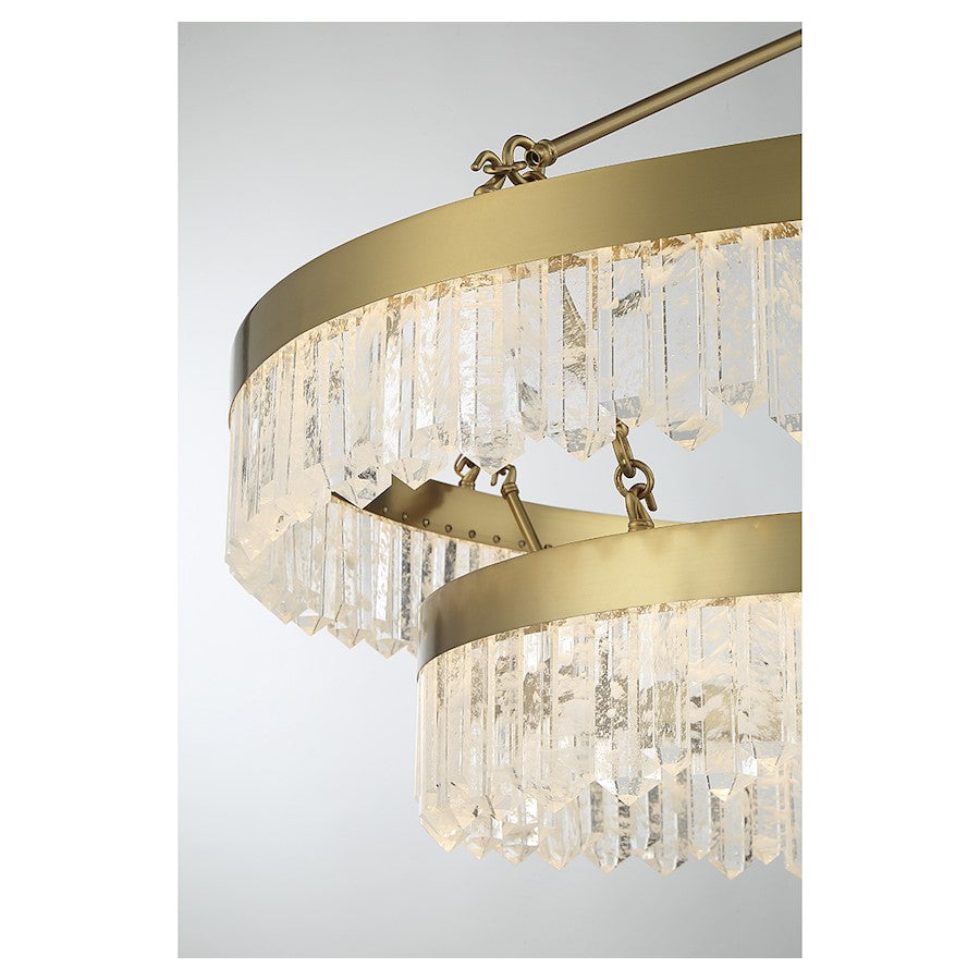 2 Light LED Pendant, Warm Brass