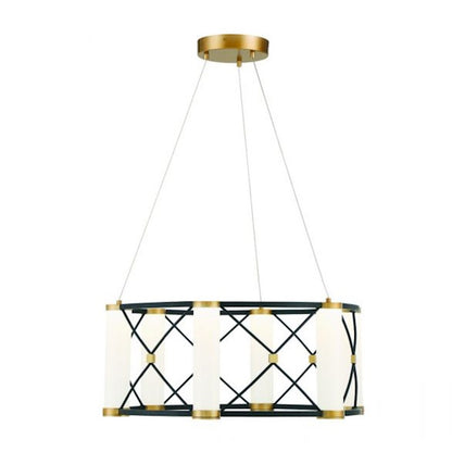 LED Pendant, Black/Brass/White Opal