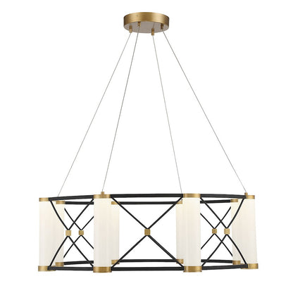 Savoy House Aries 8Lt LED Pendant, Black/Burnished Brass - 7-1640-8-144