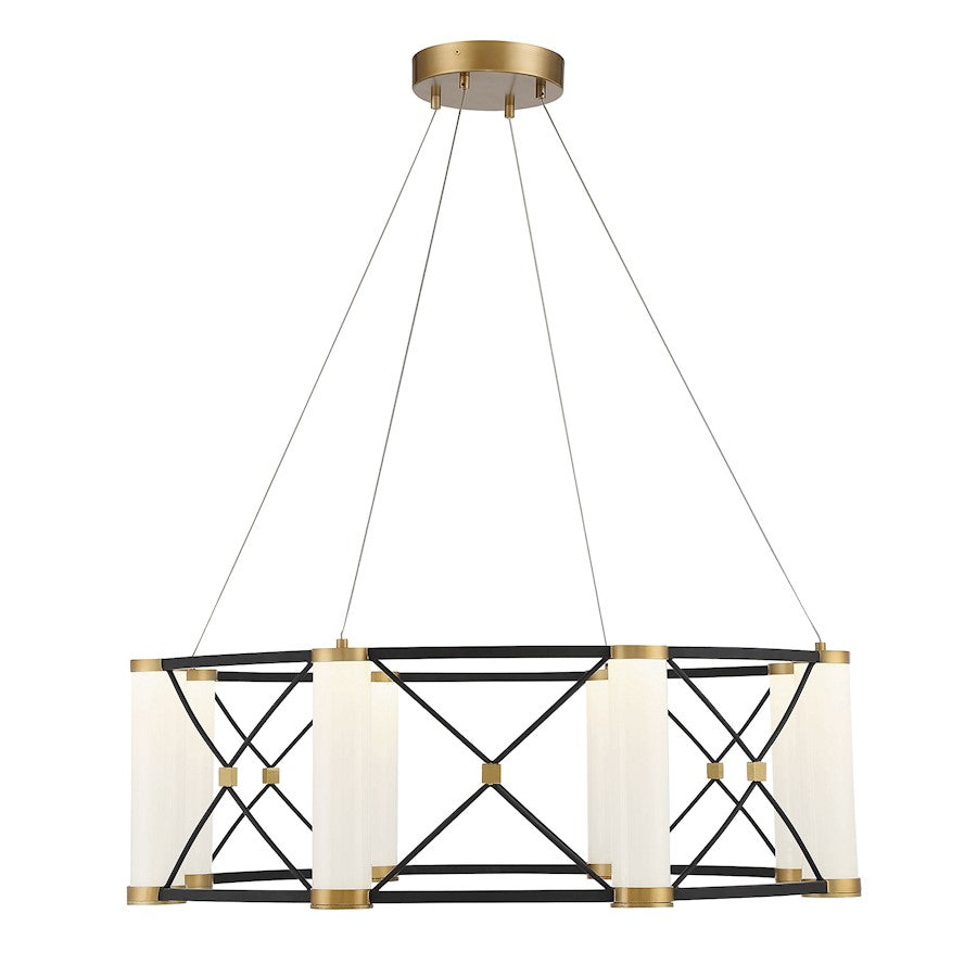 LED Pendant, Black/Brass/White Opal