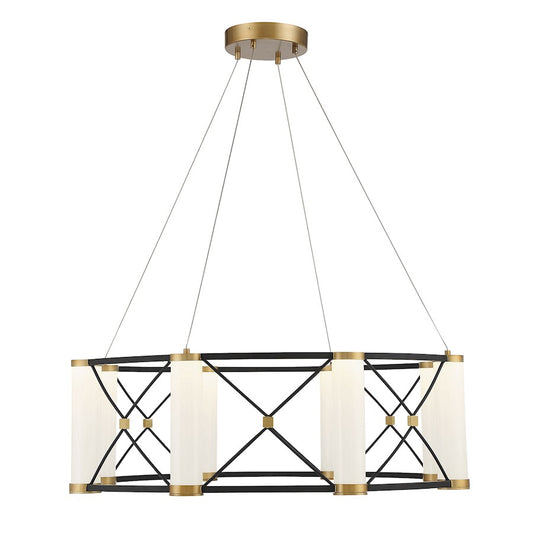 LED Pendant, Black/Brass/White Opal