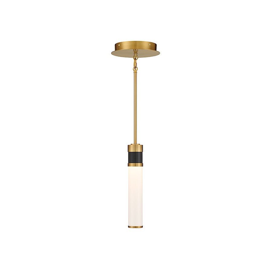 Savoy House Abel LED Mini-Pendant, Matte Black/Warm Brass Accents - 7-1643-1-143