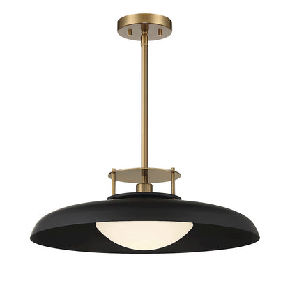 Savoy House Gavin 1-Light Pendant, Matte Black/Warm Brass Accents - 7-1690-1-143