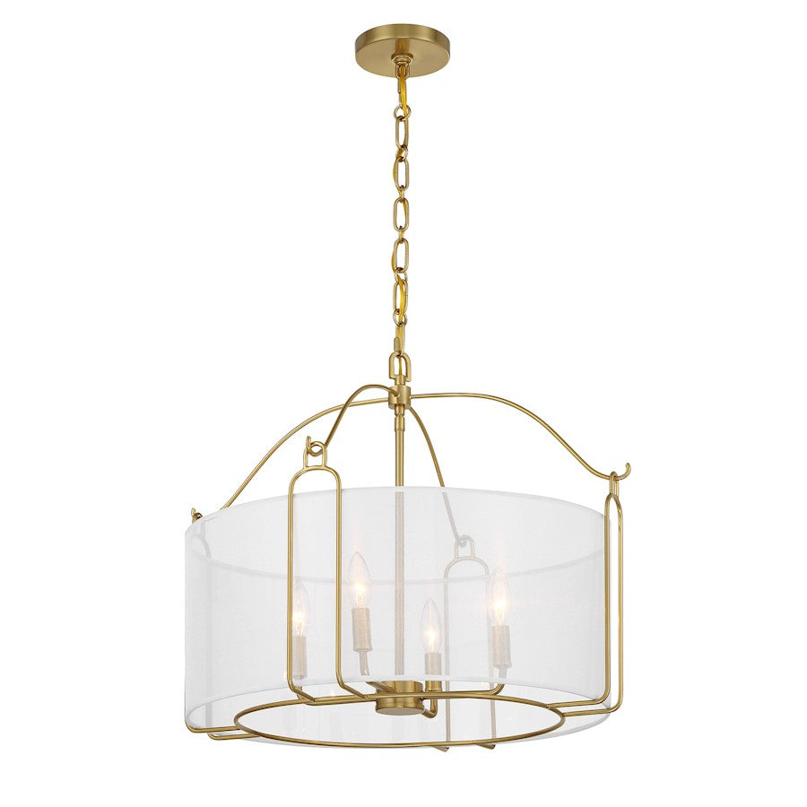Savoy House Ashlay 4 Light Pendant, Warm Brass