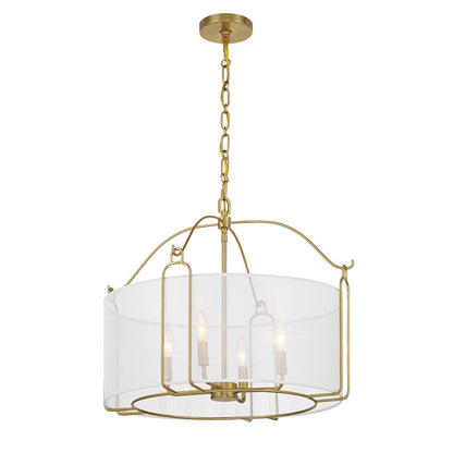 Savoy House Ashlay 4 Light Pendant, Warm Brass