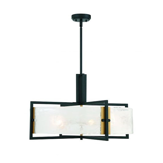5 Light Pendant, Black/Brass