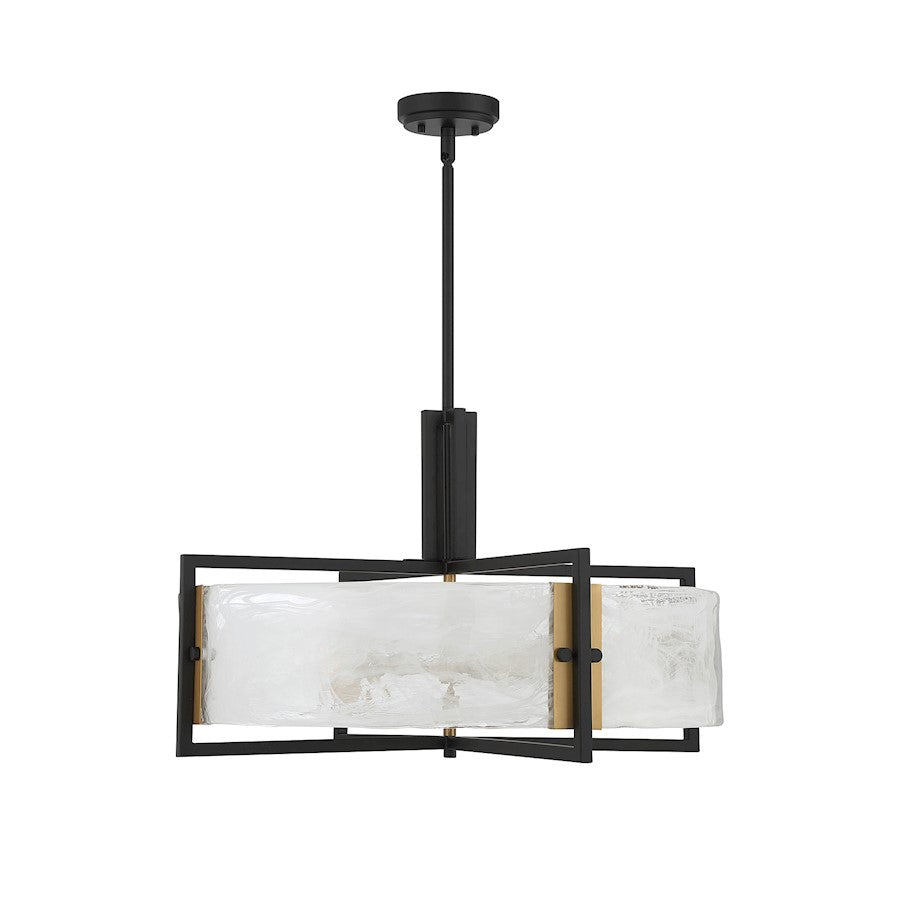 5 Light Pendant, Black/Brass