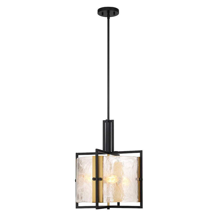 3 Light Pendant, Black/Brass