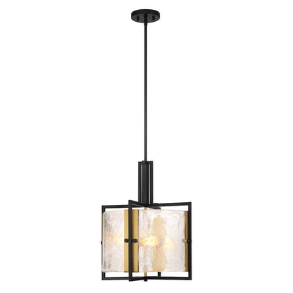 3 Light Pendant, Black/Brass