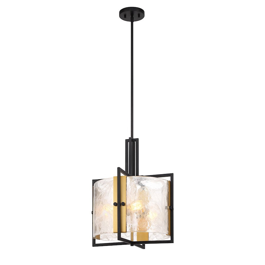 3 Light Pendant, Black/Brass