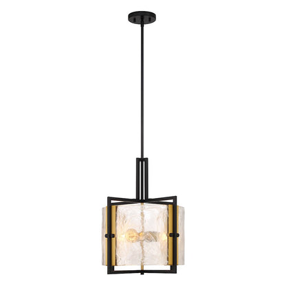 3 Light Pendant, Black/Brass