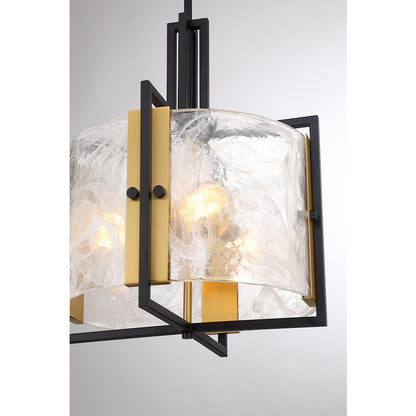 3 Light Pendant, Black/Brass