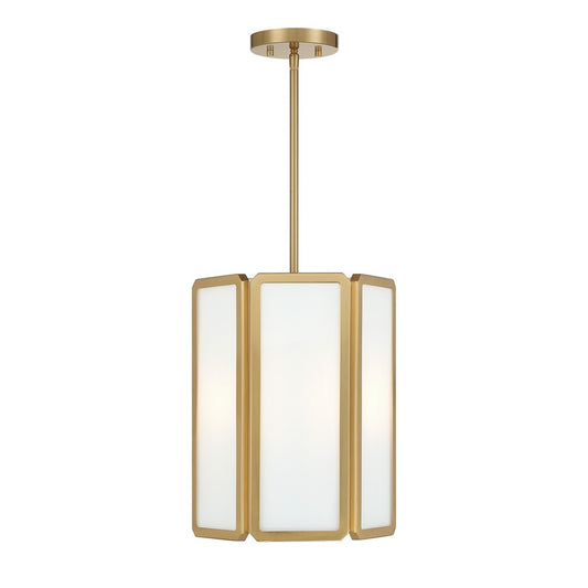 Savoy House Leeds 3 Lt Pendant, White Opal, Warm Brass