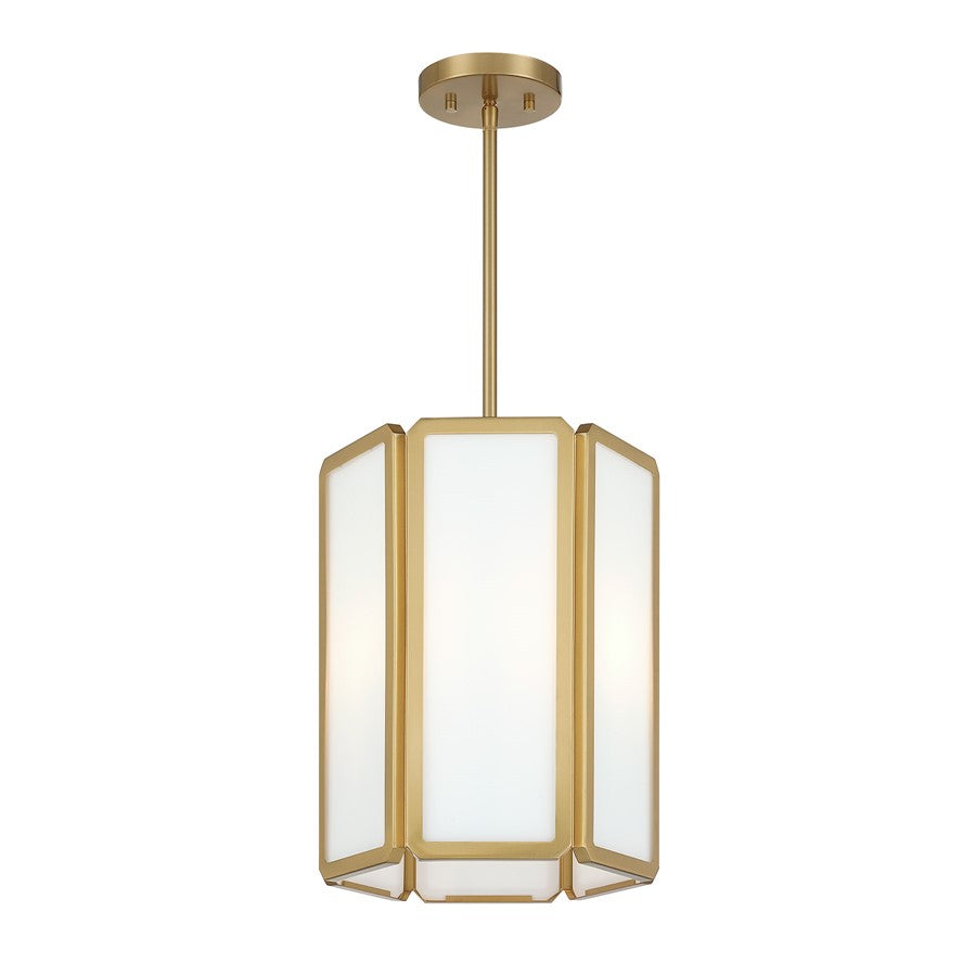 Savoy House Leeds 3 Lt Pendant, White Opal, Warm Brass