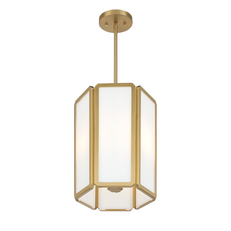 Savoy House Leeds 3 Lt Pendant, White Opal, Warm Brass