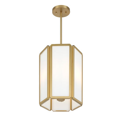 Savoy House Leeds 3 Lt Pendant, White Opal, Warm Brass